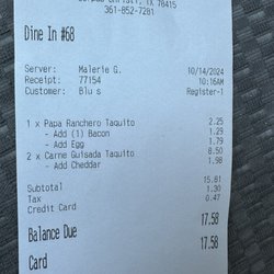 Eddie's Restaurant - Papas rancheras w egg and bacon and I was charged individually .... just crazy the tortillas are dry and falls apart -