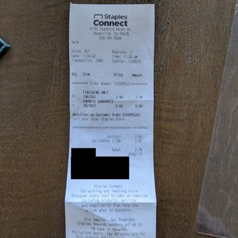 Staples - Receipt with "Express Guarantee" which was not asked for. - Printing Services Near Me - Roseville, California Staples - Receipt with "Express Guarantee" which was not asked for. - Printing Services Near Me - Roseville, California