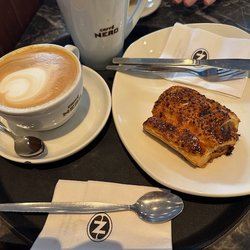 Latte and sausage pastry