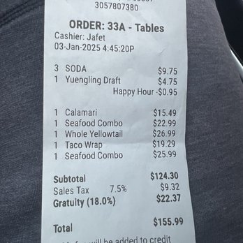 Blackwater Siren - Receipt - American Near Me - Key Largo, Florida Blackwater Siren - Receipt - American Near Me - Key Largo, Florida