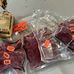 Rusty's Meat Shop - hamburger, blackstrap, breakfast sausage, and a roast.