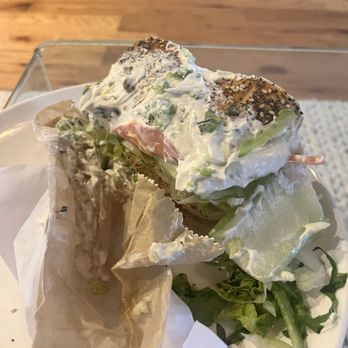 Knickerbocker Bagel - Cream cheese comes on the outside of the bagel - Wraps Near Me - Brooklyn, New York