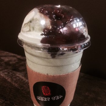 Meet Tea - Matcha Smoothie with Red Bean topping- comes in regular $4.99, or large $5.99 (portions are bigger than it looks) - Bubble Tea Near Me - Temple City, California Meet Tea - Matcha Smoothie with Red Bean topping- comes in regular $4.99, or large $5.99 (portions are bigger than it looks) - Bubble Tea Near Me - Temple City, California