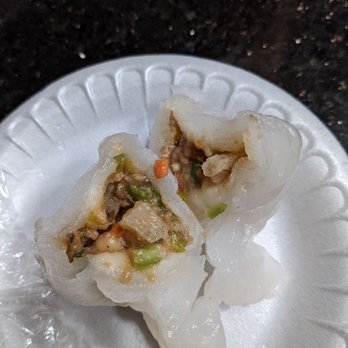 Dim Sum King - #9 - STEAMED FUN GUOR - 1/5 Cut open in half. There was a lot of dough which is why it was so large. Can barely taste the ground meat. - Dim Sum Near Me - El Monte, California
