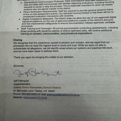 Almond Grove Elementary School - Response letter from them BUT NOT FIRING THIS EMPLOYEE!! Having her around children!