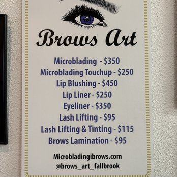 Brows art - Price list for brows and lashes. - Eyebrow Services Near Me - Fallbrook, California