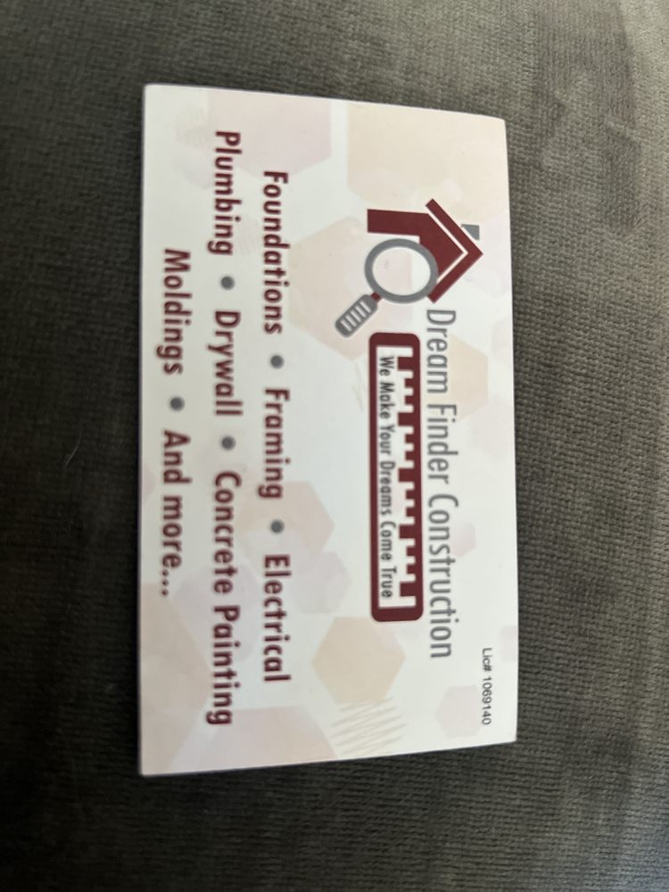 Slide of Dream finder Construction