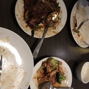 Chef Tang - Mongolian beef and chicken with broccoli. Both delicious! - Szechuan Near Me - Vista, California