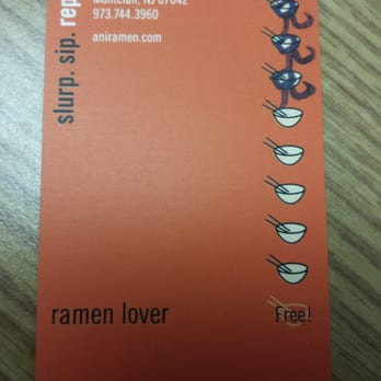Ani Ramen House - Ramen Lover Loyalty Card - Ramen Near Me - Montclair, New Jersey