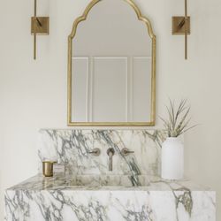 Maison Concepts - Custom marble vanity with wall mount faucet screams premium elegance