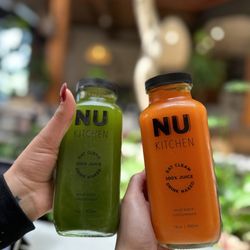 NU Kitchen - Left is spicy juice (I like spicy food but this wasn't it...)