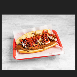 Chicken Reno- homemade chicken cutlet, fresh mozzarella, roasted red peppers with balsamic glaze