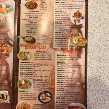 Los Charros - a menu for a mexican restaurant - Seafood Near Me - Vernon, Alabama