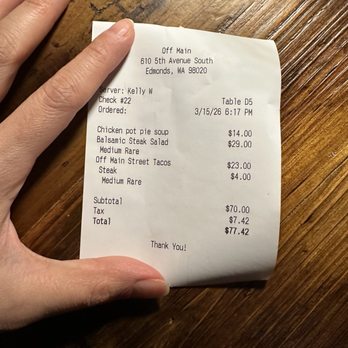 Off Main - Receipt for 3/15/2026 - New American Near Me - Edmonds, Washington Off Main - Receipt for 3/15/2026 - New American Near Me - Edmonds, Washington