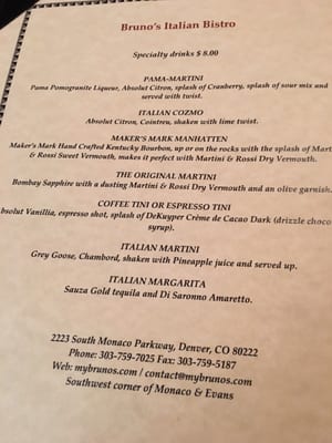 Menu photo 6 Bruno's Italian Bistro Denver, CO Menu photo 6 Bruno's Italian Bistro Denver, CO