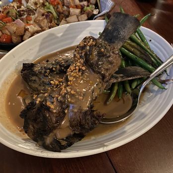 Musang Seattle - Braised Beef Short Rib Kare Kare ($45) w/ Eggplant, Okra, Haricots Verts, Fried Garlic, Annatto Oil, and Peanut Butter Bagoong Sauce - Filipino Near Me - Seattle, Washington Musang Seattle - Braised Beef Short Rib Kare Kare ($45) w/ Eggplant, Okra, Haricots Verts, Fried Garlic, Annatto Oil, and Peanut Butter Bagoong Sauce - Filipino Near Me - Seattle, Washington