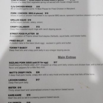 Matthew's Grill - Menu - Filipino Near Me - Gaithersburg, Maryland