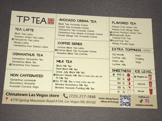 Menu photo 8 TP TEA Las Vegas, NV