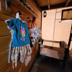 Yogi Bear's Jellystone Park - Glamping Tent: 2nd room as enough space to fit a pack-&-play. No closet or drawers. This is your storage option.