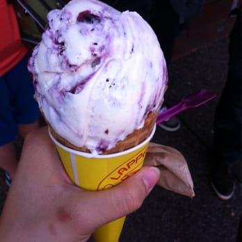 Lappert's Ice Cream - Blueberry cheesecake ice cream in waffle cone! - Ice Cream & Frozen Yogurt Near Me - Sausalito, California Lappert's Ice Cream - Blueberry cheesecake ice cream in waffle cone! - Ice Cream & Frozen Yogurt Near Me - Sausalito, California