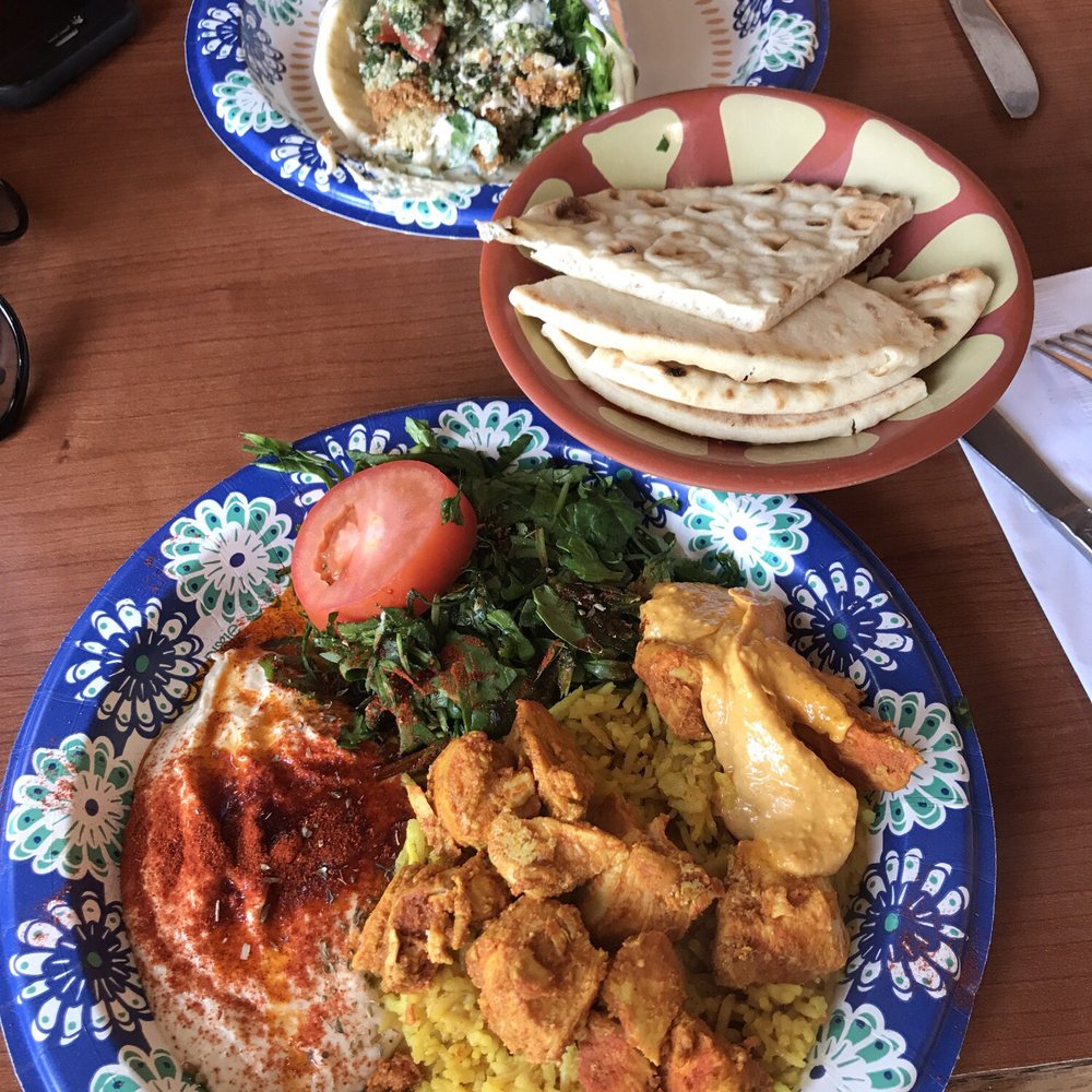 Paprika Cafe - Garlic chicken plate. Tabouli falafel pita. - Mediterranean Near Me - Monterey, California