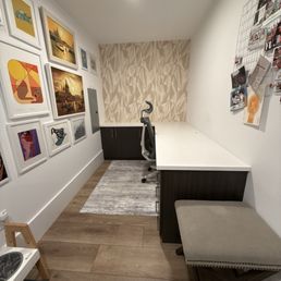Custom built in desk in my office alcove Custom built in desk in my office alcove