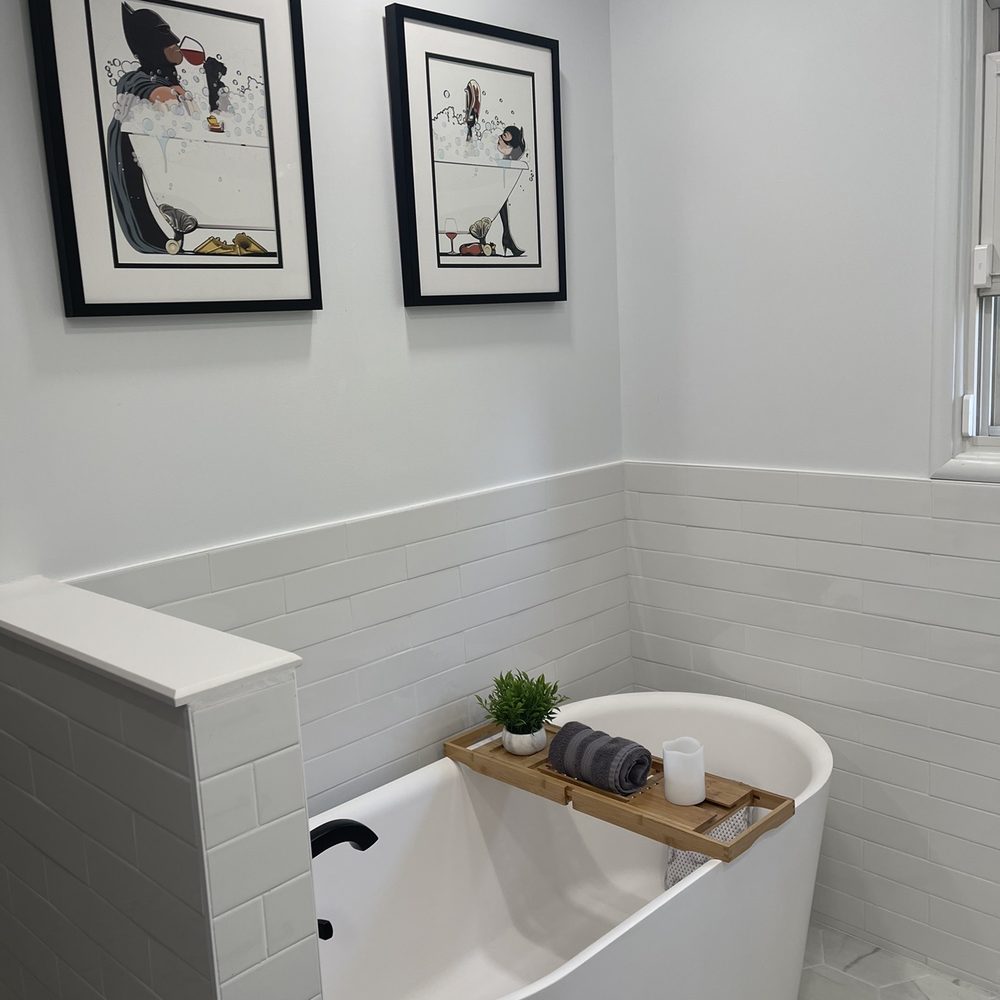 Art & Frames Custom Picture Framing - Final pieces put up in the bathroom. - Framing Near Me - Bellflower, California