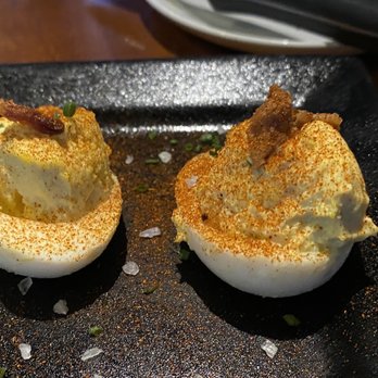 J. Alexander's - Deviled egg with Sweet glazed bacon - Steakhouses Near Me - Louisville, Kentucky J. Alexander's - Deviled egg with Sweet glazed bacon - Steakhouses Near Me - Louisville, Kentucky