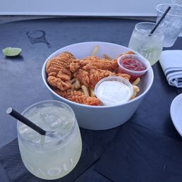 Vodka Sodas w/Pineapple Juice and Chicken Tenders w/Fries Vodka Sodas w/Pineapple Juice and Chicken Tenders w/Fries
