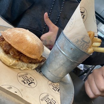 Stack 571 Burger & Whiskey Bar - Kids Kids Fried Chicken Sandwich. Kid approved! - American Near Me - Lake Tapps, Washington Stack 571 Burger & Whiskey Bar - Kids Kids Fried Chicken Sandwich. Kid approved! - American Near Me - Lake Tapps, Washington