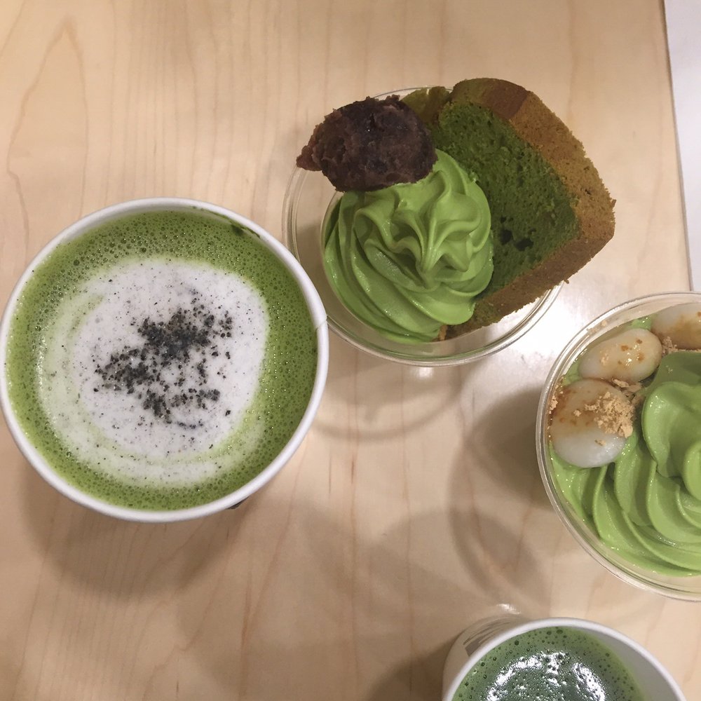 Tsujiri - Matcha latte, chiffon cake matcha soft serve. Pretty good but wait til the line dies. I don't know if it's worth waiting 1.5hrs - Tea Rooms Near Me - Toronto, Ontario
