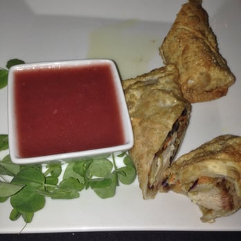 The Grill at One - Pork belly egg rolls with spicy strawberry sauce. Phenomenal!!!!! - New American Near Me - Rochester, New York The Grill at One - Pork belly egg rolls with spicy strawberry sauce. Phenomenal!!!!! - New American Near Me - Rochester, New York
