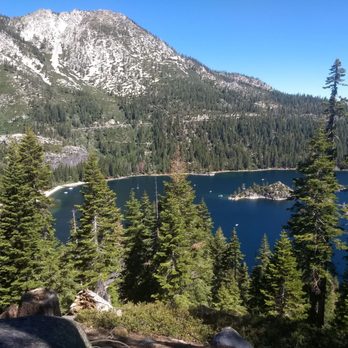 Inspiration Point - trees block view of Vikingsholm castle - Parks Near Me - South Lake Tahoe, California
