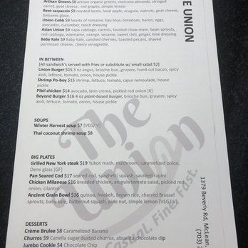 The Union - New Menu - Nov 2020 - New American Near Me - McLean, Virginia