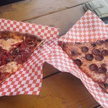 Pedroso's Pizza - Sausage & Peppers (Left), Pepperoni (Right) - Pizza Near Me - Austin, Texas Pedroso's Pizza - Sausage & Peppers (Left), Pepperoni (Right) - Pizza Near Me - Austin, Texas