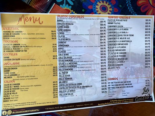 Menu photo 4 Los Garcias Restaurant San Jose, CA Menu photo 4 Los Garcias Restaurant San Jose, CA
