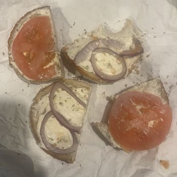 Borough Bagels - Sesame flagel with cream cheese onion and tomato. - Bagels Near Me - Doylestown, Pennsylvania