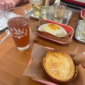 Blom Mead + Cider - Bløm Meadworks food options - pot pie right in front of me! - Cideries Near Me - Ann Arbor, Michigan