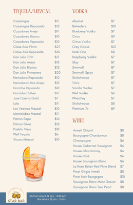 Menu photo 1 The Star Bar Los Angeles, CA Menu photo 1 The Star Bar Los Angeles, CA