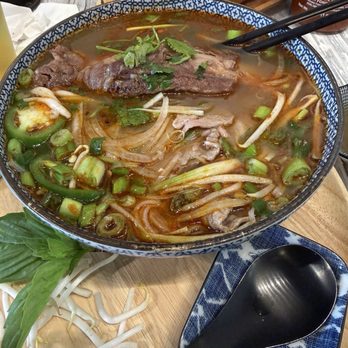 Ginger & Spice Vietnamese Kitchen - Texas Beef Rib Pho with chili oil and sriracha - Vietnamese Near Me - Prosper, Texas