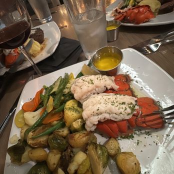 Pier 48 - Lobster tails with veggies & brussel sprouts - Seafood Near Me - Indianapolis, Indiana
