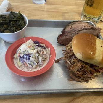 Smoky Tony's BBQ - Brisket, pulled pork sandwich, coleslaw, and collard greens. - Southern Near Me - Holly Ridge, North Carolina Smoky Tony's BBQ - Brisket, pulled pork sandwich, coleslaw, and collard greens. - Southern Near Me - Holly Ridge, North Carolina