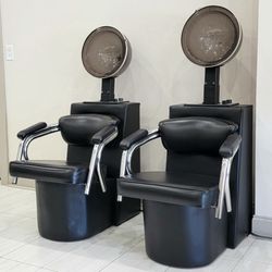 Blue Hair Salon - Very comfy hair dryers.