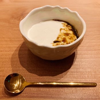 Sushi Shin - Feb 2020 - Tofu Cream Pudding w/ Okinawa syrup - Sushi Bars Near Me - Redwood City, California Sushi Shin - Feb 2020 - Tofu Cream Pudding w/ Okinawa syrup - Sushi Bars Near Me - Redwood City, California