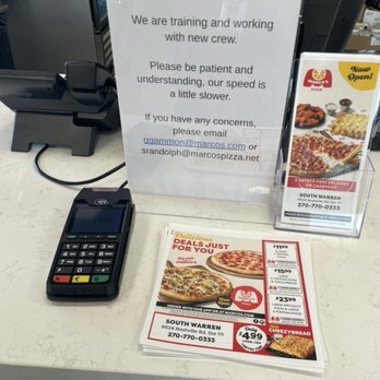 Marco's Pizza - Sign on counter. - Pizza Near Me - Bowling Green, Kentucky Marco's Pizza - Sign on counter. - Pizza Near Me - Bowling Green, Kentucky