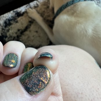 Queen Spa - Right pinky build up and already seeing the waviness in the thumb - Skin Care Near Me - Austin, Texas