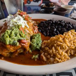 El Chicano Restaurant - Chimichinga (I added red sauce to make it a wet burrito)