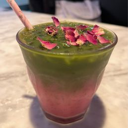 Rose matcha latte