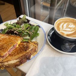Bleu Olive - Pastrami sandwich and latte