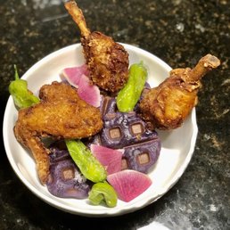 Fried chicken and ube waffles Fried chicken and ube waffles